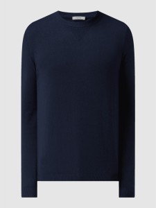 Granatowy sweter Esprit z okrągłym dekoltem z wełny w stylu casual