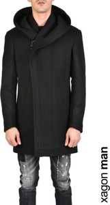Czarny płaszcz męski ubierzsie.com w młodzieżowym stylu z tkaniny