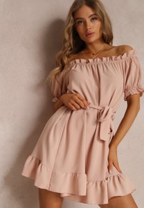 Różowa sukienka Renee z krótkim rękawem w stylu casual