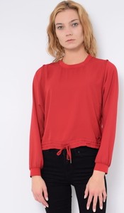 Czerwona bluzka Pepe Jeans z długim rękawem z okrągłym dekoltem