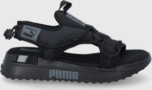 Czarne sandały Puma z klamrami na platformie
