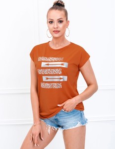 T-shirt Edoti z krótkim rękawem z okrągłym dekoltem w młodzieżowym stylu