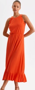 Pomarańczowa sukienka Top Secret bez rękawów maxi z okrągłym dekoltem