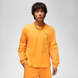 Pomarańczowa koszulka z długim rękawem Nike z bawełny z długim rękawem