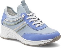 Niebieskie buty sportowe Rieker w sportowym stylu z płaską podeszwą sznurowane