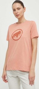 Różowy t-shirt Mammut z krótkim rękawem w sportowym stylu z bawełny
