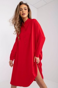 Czerwona sukienka ITALY MODA koszulowa z długim rękawem mini