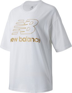 Bluzka New Balance z okrągłym dekoltem w młodzieżowym stylu z dzianiny