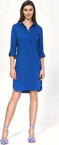 Niebieska sukienka Nife z długim rękawem mini w stylu casual