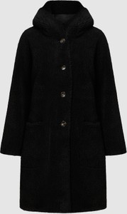 Czarny płaszcz Repeat w stylu casual dwustronna z wełny
