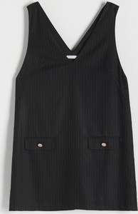 Czarna sukienka Reserved mini z tkaniny w stylu casual
