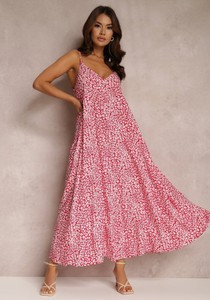 Różowa sukienka Renee z dekoltem w kształcie litery v na ramiączkach
