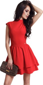 Czerwona sukienka Moda Dla Ciebie z tkaniny bez rękawów mini