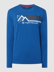 Niebieska koszulka z długim rękawem Tom Tailor w młodzieżowym stylu z bawełny
