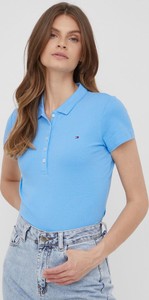 Niebieska bluzka Tommy Hilfiger z dekoltem w kształcie litery v