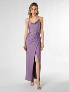 Fioletowa sukienka VM z satyny maxi na ramiączkach