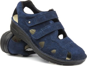 Granatowe sandały Berkemann w stylu casual z tkaniny na rzepy