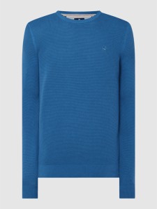 Niebieski sweter Lerros z bawełny z okrągłym dekoltem
