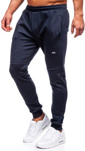 Granatowe spodnie sportowe Denley w sportowym stylu z dresówki