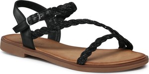 Czarne sandały Jenny Fairy z klamrami ze skóry ekologicznej