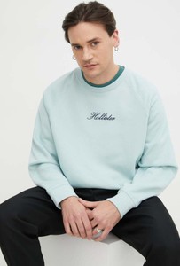Turkusowa bluza Hollister Co. w młodzieżowym stylu z nadrukiem