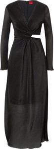 Sukienka Hugo Boss maxi z dekoltem w kształcie litery v z długim rękawem