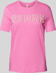 Różowy t-shirt Only w młodzieżowym stylu z krótkim rękawem
