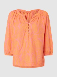 Pomarańczowa bluzka Betty & Co White z bawełny z długim rękawem w stylu casual