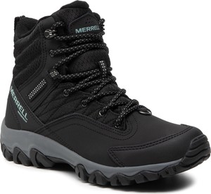 Czarne buty trekkingowe Merrell sznurowane z płaską podeszwą