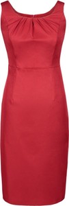 Czerwona sukienka Fokus z okrągłym dekoltem midi z tkaniny