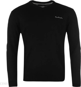 Czarny sweter Pierre Cardin z okrągłym dekoltem w stylu casual