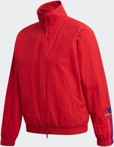 Czerwona kurtka Adidas w sportowym stylu bez kaptura
