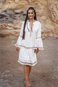 Sukienka Sigris Moda z bawełny z długim rękawem