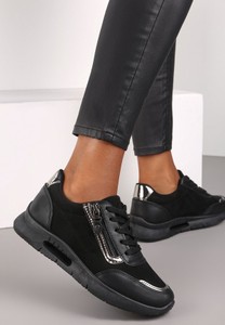 Czarne buty sportowe Renee w stylu casual sznurowane z płaską podeszwą