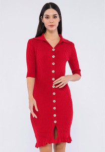 Czerwona sukienka Giorgio Di Mare z długim rękawem mini