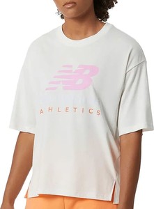 T-shirt New Balance w sportowym stylu z bawełny z okrągłym dekoltem