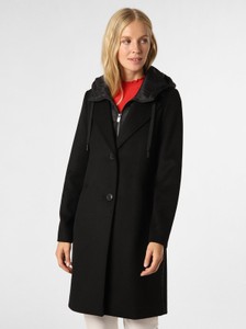 Czarny płaszcz comma, z wełny z kapturem w stylu casual