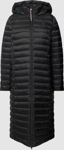 Czarny płaszcz Tommy Hilfiger z kapturem w stylu casual