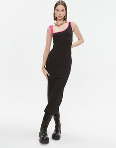 Czarna sukienka Versace Jeans na ramiączkach dopasowana w stylu casual