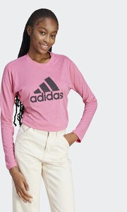 Różowa bluzka Adidas w sportowym stylu z długim rękawem