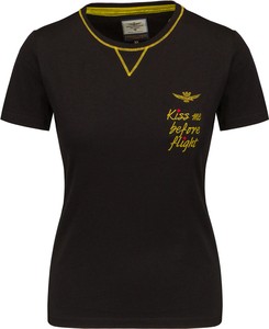 Czarny t-shirt Aeronautica Militare w militarnym stylu