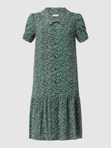 Zielona sukienka Free/quent midi z kołnierzykiem z krótkim rękawem