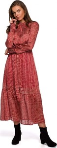 Czerwona sukienka Stylove z długim rękawem z szyfonu