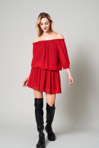 Czerwona sukienka Miss Lk trapezowa w stylu casual