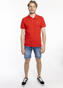 Czerwona koszulka polo Gant w stylu casual z krótkim rękawem