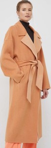Pomarańczowy płaszcz Calvin Klein oversize z wełny bez kaptura