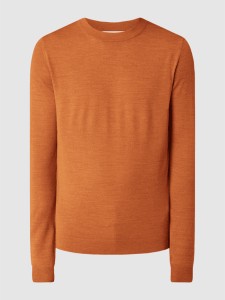 Pomarańczowy sweter Selected Homme z okrągłym dekoltem w stylu casual