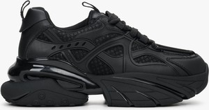 Czarne buty sportowe Es 8 w sportowym stylu z płaską podeszwą sznurowane