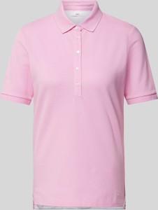 Różowa bluzka Brax z kołnierzykiem z krótkim rękawem w stylu casual