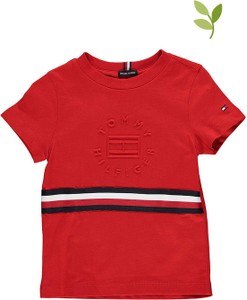 Czerwona koszulka dziecięca Tommy Hilfiger dla chłopców z bawełny
